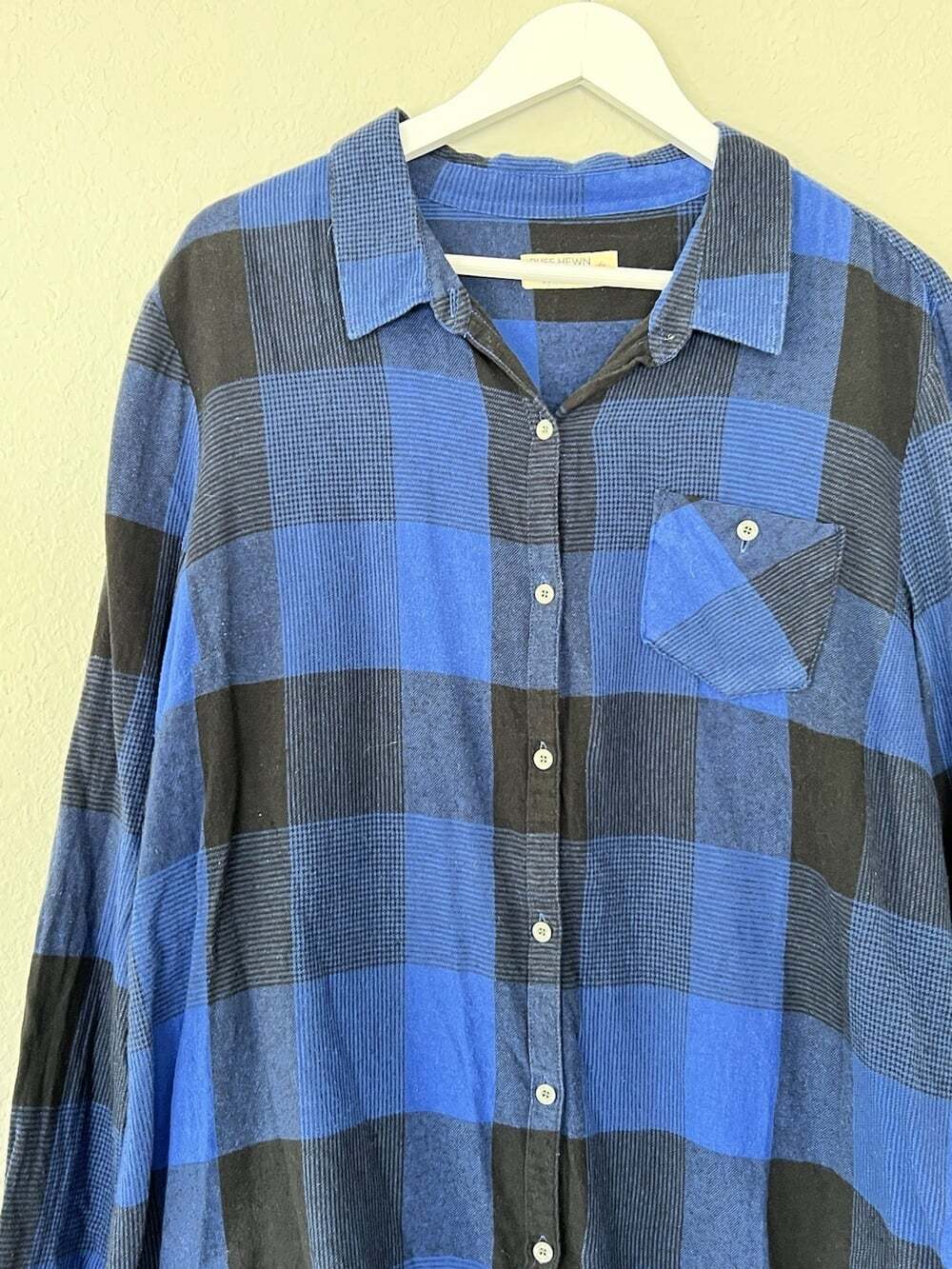 Ruff Hewn Buffalo Plaid Button Down Flannel High-Low  Slouchy Oversized XL - Picture 3 of 5